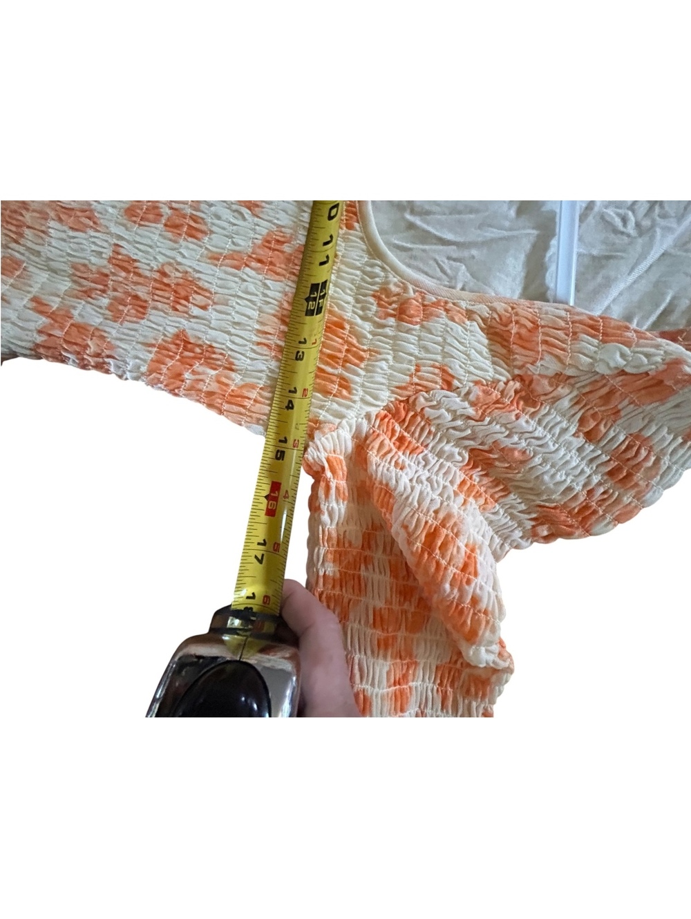 Free People Floral Smocked Maxi Dress Small Cream Orange Boho - Picture 11 of 12
